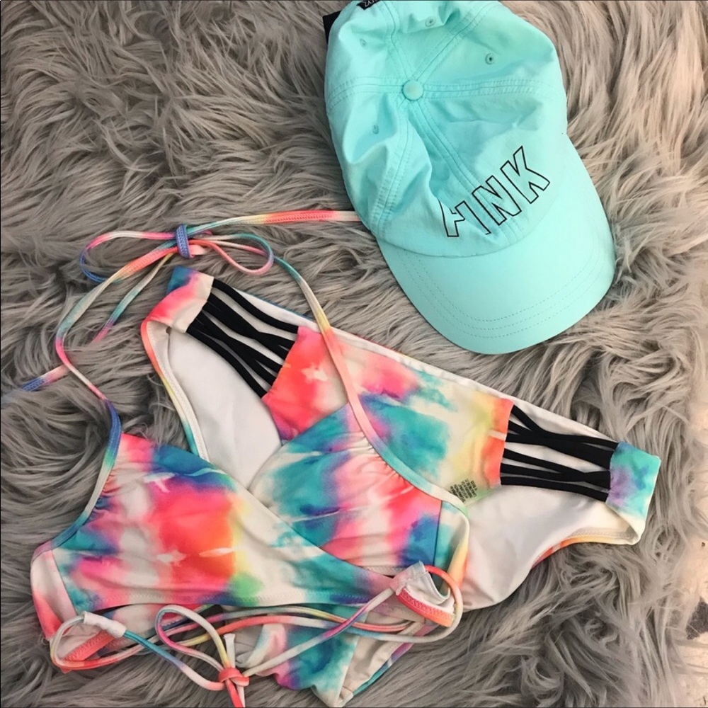 PINK Victorias Secret Swim wrap rainbow bikini.
